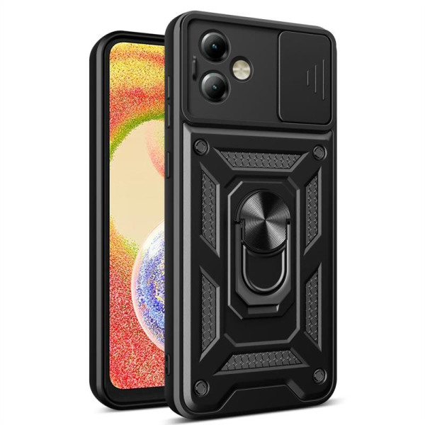 Хибриден гръб със стойка и слайдер за Motorola Moto G14 - черен Хибриден гръб със стойка и слайдер за Motorola Moto G14 - черен