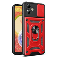 Хибриден гръб със стойка и слайдер за Motorola Moto G14 - червен