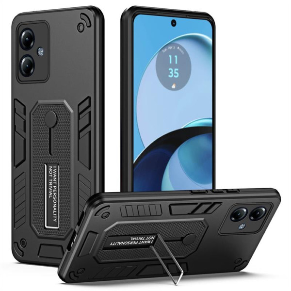 Хибриден гръб със стойка и силиконов пръстен за Motorola Moto G14 - черен