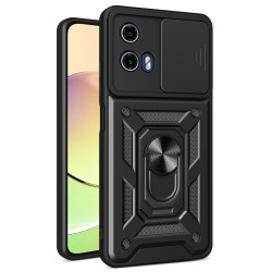 Хибриден гръб със стойка и слайдер за камера за Motorola Moto G34 5G - черен