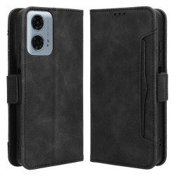 Кожен калъф тип портмоне с магнитно закопчаване за Motorola Moto G34 5G - черен