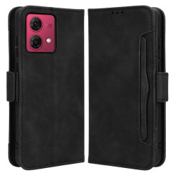 Кожен калъф тип портмоне с магнитно закопчаване за Motorola Moto G84 5G - черен