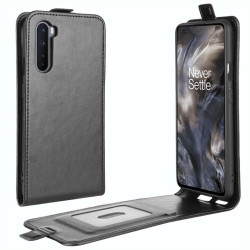 Кожен калъф flip за OnePlus Nord - черен