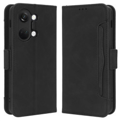 Кожен калъф тип портмоне с магнитна закопчалка за OnePlus Nord 3 5G - черен