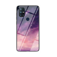 Силиконов кейс със стъклен гръб за OnePlus Nord N10 - лилави облаци