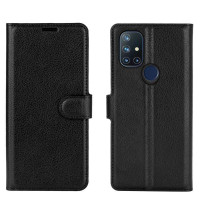 Кожен калъф тип портмоне за OnePlus Nord N10 - черен