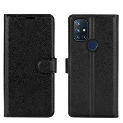 Кожен калъф тип портмоне за OnePlus Nord N10 - черен