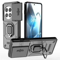 Хибриден гръб със стойка и слайдер за камера за OnePlus 13 - черен