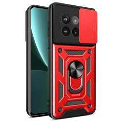 Хибриден гръб със стойка и слайдър за камера за OnePlus 13R - червен