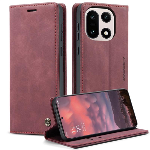 Калъф страничен flip марка CASEME за OnePlus 15 – винено червен Калъф страничен flip марка CASEME за OnePlus 15 – винено червен