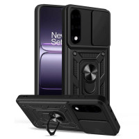 Хибриден гръб със стойка и слайдър за камера за OnePlus Nord 5 5G - черен