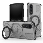 Хибриден гръб с кръгла метална стойка за OnePlus Nord 5 5G - сив - 0