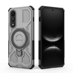 Хибриден гръб с кръгла метална стойка за OnePlus Nord 5 5G - сив - 2