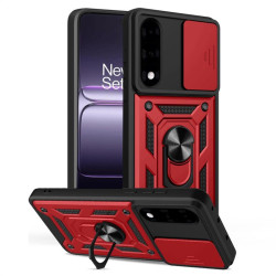 Хибриден гръб със стойка и слайдър за камера за OnePlus Nord 5 5G - червен