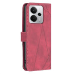 Кожен калъф тип портмоне марка BINFEN COLOR за Realme 14 5G - червен със сив триъгълник - 2 Кожен калъф тип портмоне марка BINFEN COLOR за Realme 14 5G - червен със сив триъгълник - 2