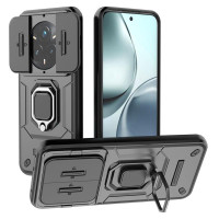 Хибриден гръб със стойка и слайдър за камера за Realme 14 Pro+ - черен