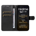 Кожен калъф тип портмоне за Realme 14T 5G - черен - 0 Кожен калъф тип портмоне за Realme 14T 5G - черен - 0