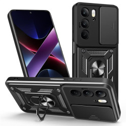 Хибриден гръб със стойка и слайдър за камера за Realme 14x - черен