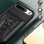 Хибриден гръб със стойка и слайдър за камера за Realme 16 5G - черен - 0