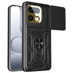 Хибриден гръб със стойка и слайдър за камера за Realme 16 Pro+ - черен