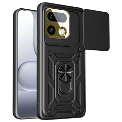 Хибриден гръб със стойка и слайдър за камера за Realme 16 Pro+ - черен