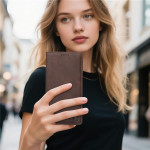 Калъф тип портмоне марка DIERFENG за Realme 16 Pro+ - тъмно кафяв - 1
