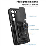Хибриден гръб със стойка и слайдър за камера за Realme C100 5G - черен - 0