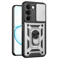 Хибриден гръб със стойка и слайдър за камера за Realme C100 5G - бял