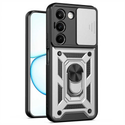 Хибриден гръб със стойка и слайдър за камера за Realme C100 5G - бял