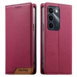 Калъф тип портмоне марка DIERFENG за Realme C100 5G - малиново червен