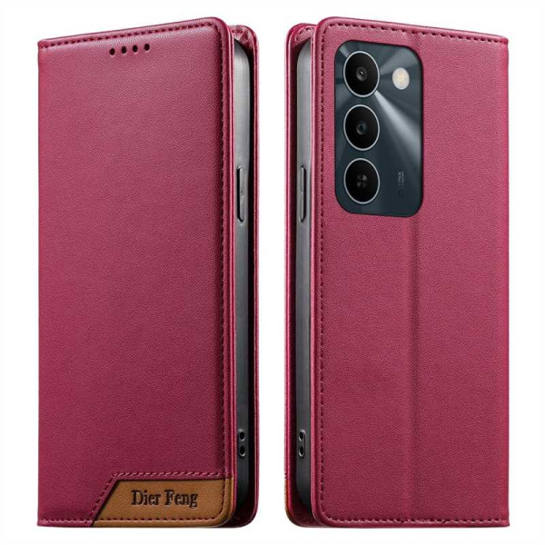 Калъф тип портмоне марка DIERFENG за Realme C100 5G - малиново червен Калъф тип портмоне марка DIERFENG за Realme C100 5G - малиново червен