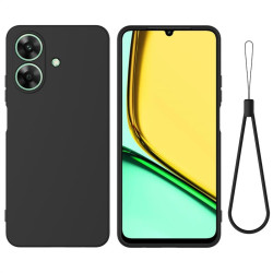 Силиконов гръб с верижка за Realme Note 60 - черен