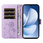 Кожен калъф тип портмоне с глухарчета за Realme Note 70T - лилав - 0 Кожен калъф тип портмоне с глухарчета за Realme Note 70T - лилав - 0