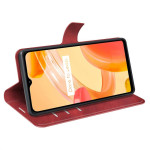 Кожен калъф тип портмоне за Realme C30 - винено червен - 1