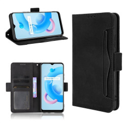 Кожен калъф тип портмоне с магнитна закопчалка за Realme C11 2021 - черен