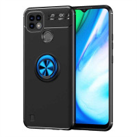 Силиконов гръб със стойка за Realme C21 - син пръстен