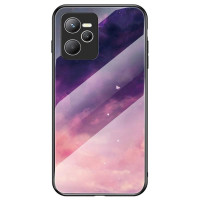 Силиконов кейс със стъклен гръб за Realme C35 - лилави облаци