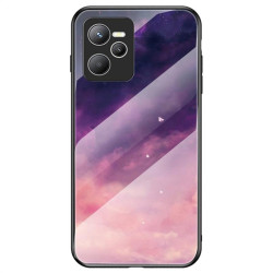 Силиконов кейс със стъклен гръб за Realme C35 - лилави облаци