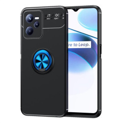 Силиконов гръб със стойка за Realme C35 - син пръстен
