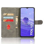 Кожен калъф тип портмоне за TCL 40R 5G - лилав - 0