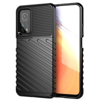 Подсилен силиконов гръб на черти за Xiaomi Mi 10T 5G/10T Pro 5G - черен