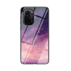 Силиконов кейс със стъклен гръб за Xiaomi Mi 11i 5G/POCO F3 5G - лилави облаци