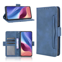 Кожен калъф тип портмоне с магнитна закопчалка за Xiaomi Mi 11i 5G/POCO F3 5G - тъмно син