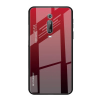 Силиконов кейс със стъклен гръб за Xiaomi Mi 9T - червен градиент