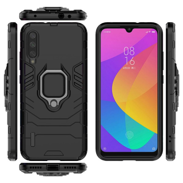 Хибриден гръб със стойка за Xiaomi Mi A3 - черен