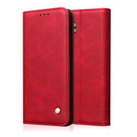 Кожен калъф тип портмоне с магнитна закопчалка за Xiaomi Mi Note 10 - червен
