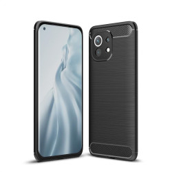 Релефен силиконов гръб за Xiaomi Mi 11 - черен