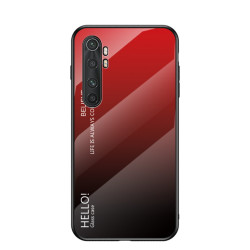 Силиконов кейс със стъклен гръб за Xiaomi Mi Note 10 Lite - червен градиент