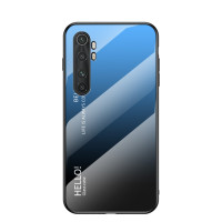 Силиконов кейс със стъклен гръб за Xiaomi Mi Note 10 Lite - син градиент