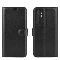Кожен калъф тип портмоне за Xiaomi Mi Note 10 Lite - черен